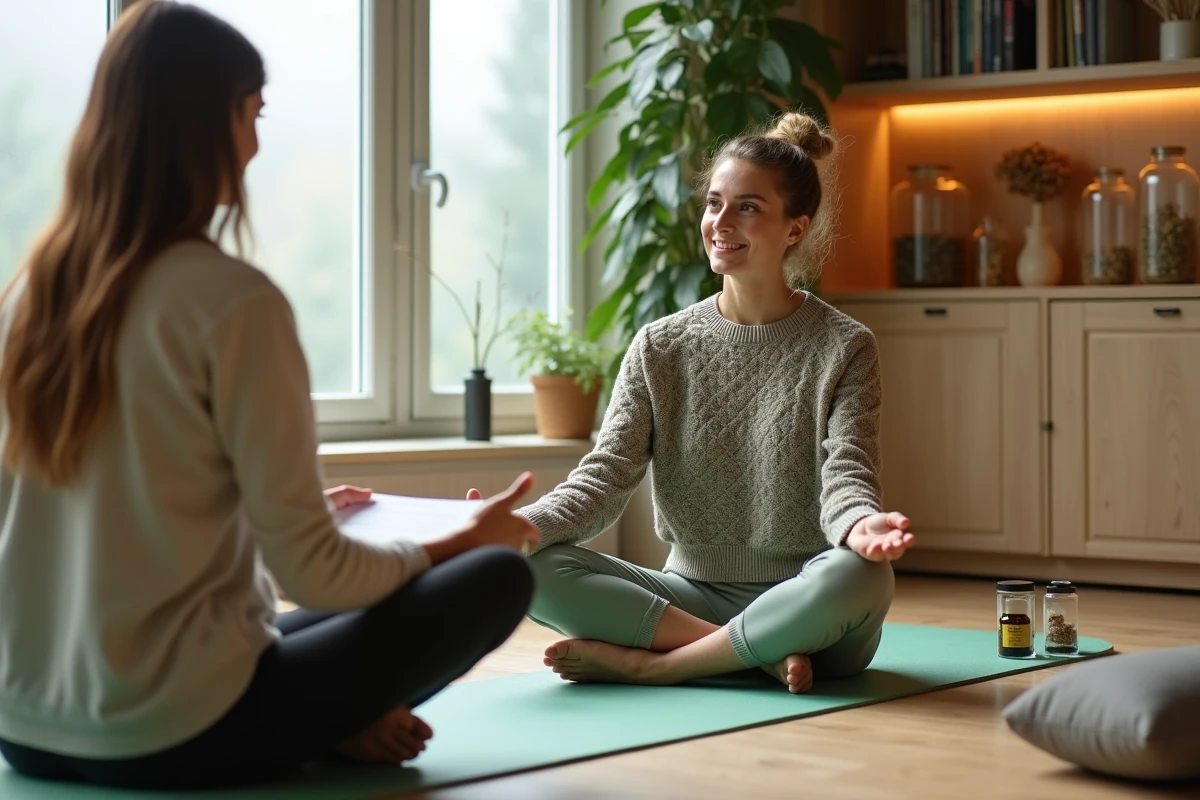 Consultation de naturopathie avec une praticienne et sa patiente, médecines alternatives et complémentaires remboursées par la mutuelle
