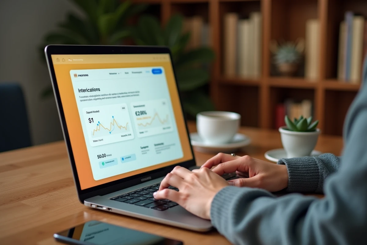 Mains tapant sur un ordinateur portable pour compléter une demande de prêt en ligne via une plateforme fintech